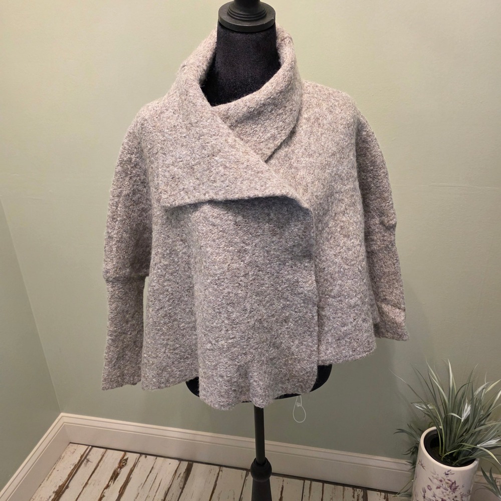 Free People FP One Gray Wool Blend Asymmetrical Wrap Cardigan Sweater XS/S